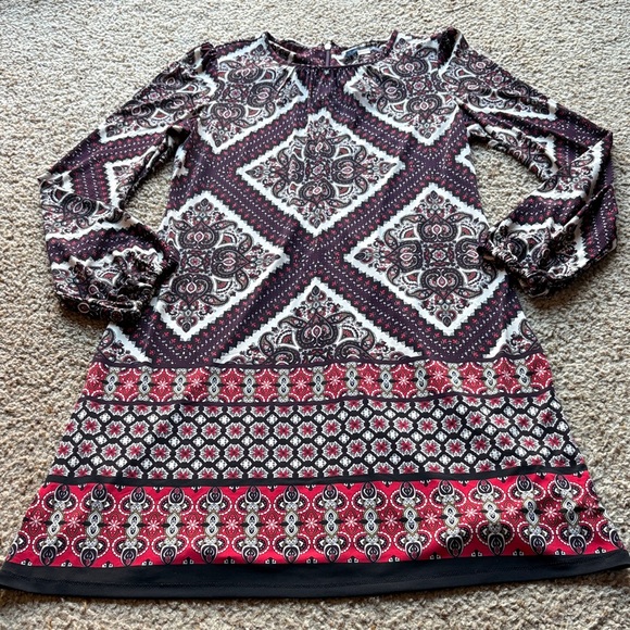 Tommy Hilfiger long Sleeve Dress with Geometric Patterns size 10 - Picture 2 of 7